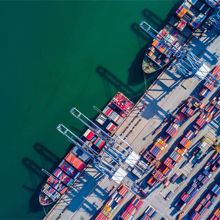 Aerial view of container port