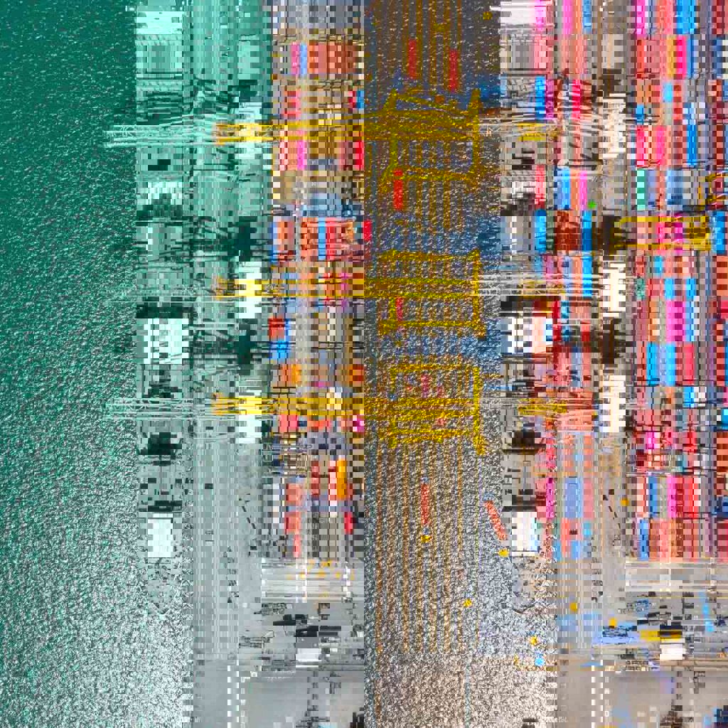 Aerial view of a freight port
