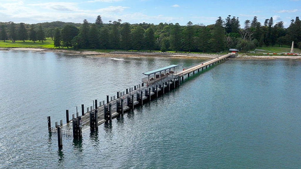 Kurnell Wharf stretches 224 metres into the water