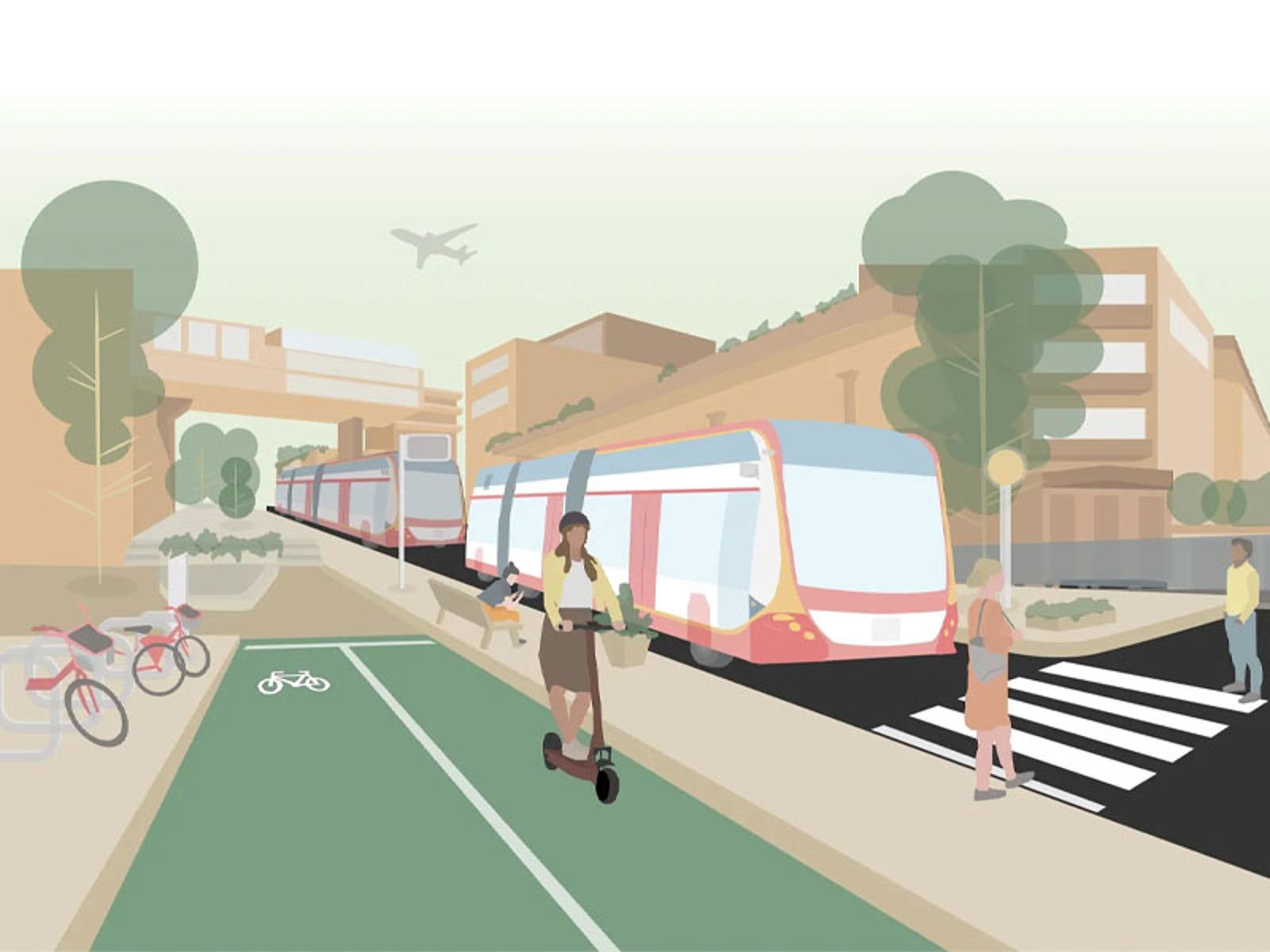 An illustration of multimodal road transport