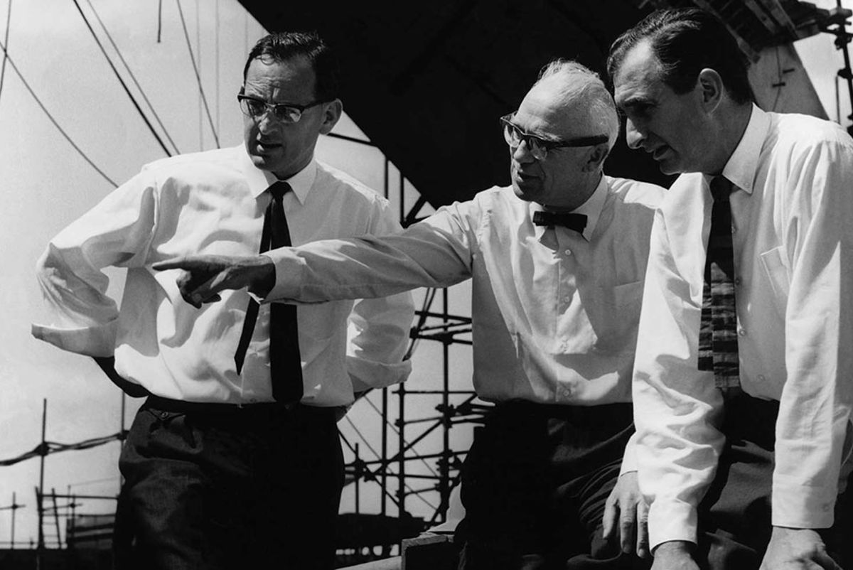 Ove Arup on site at the Sydney Opera House