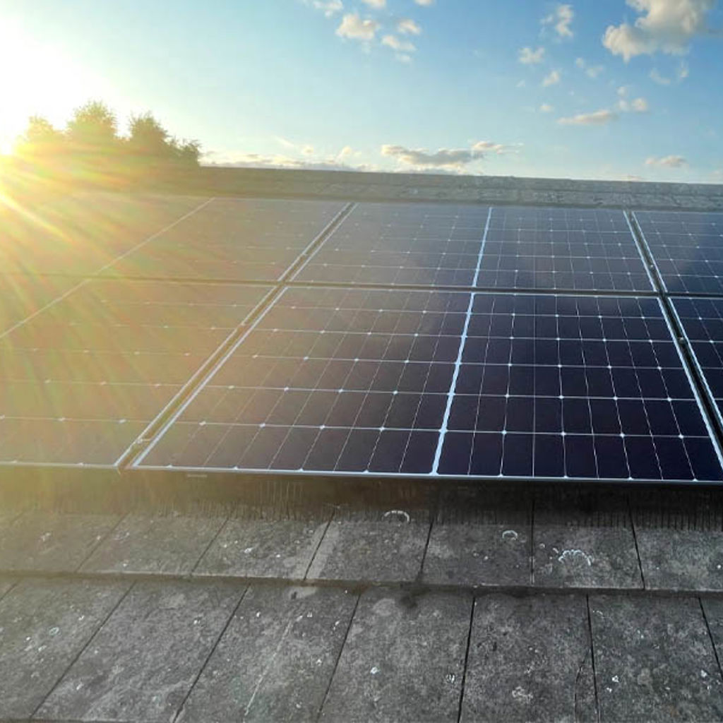 Solar panels on a roof.