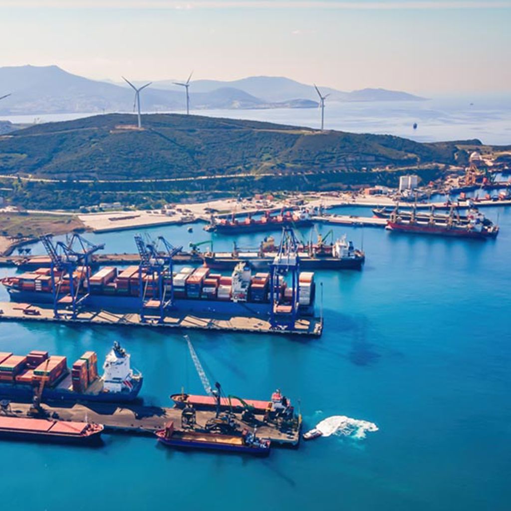 Port unloading and loading ships