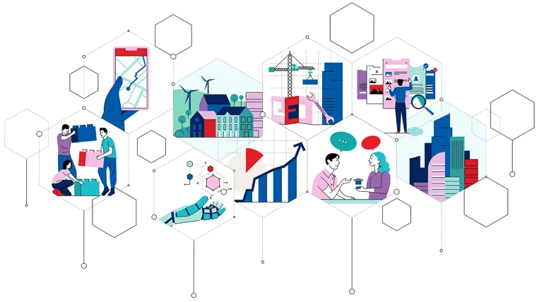 An illustrative diagram representing different AI trends