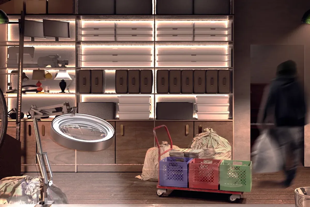 Storage units inside a room